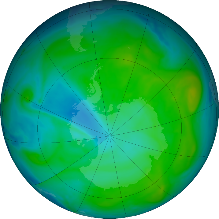 Antarctic ozone map for 02 January 2017